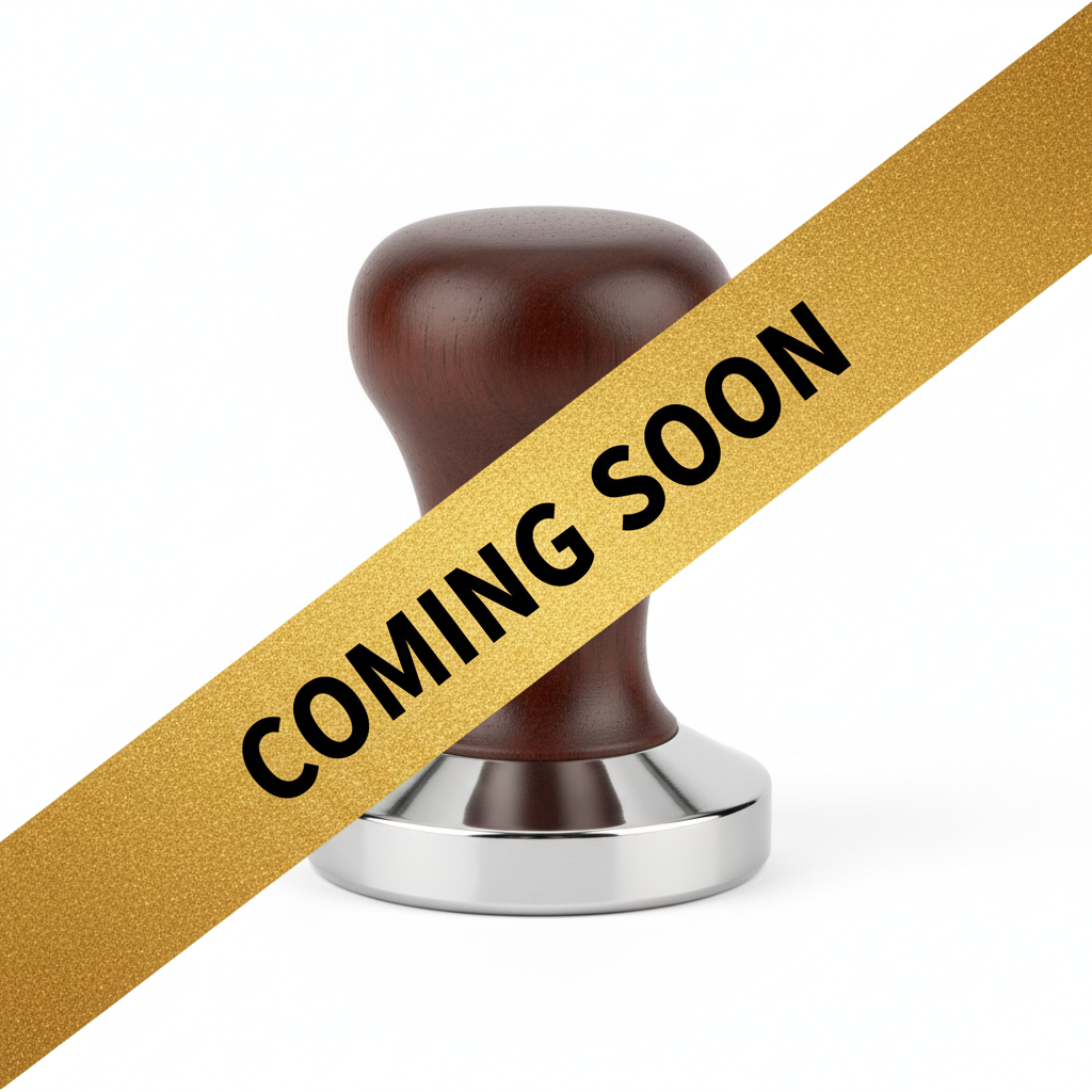 Coming Soon koffie tamper gouden streep